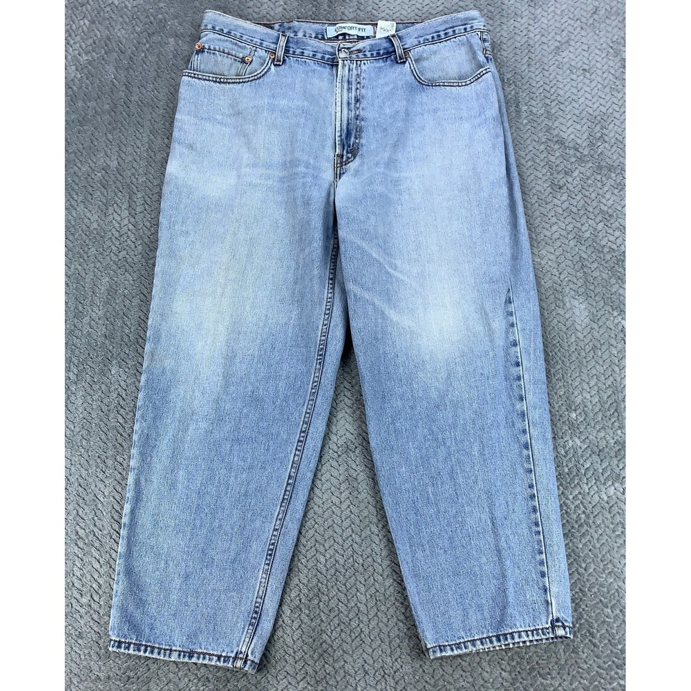 Levi 560 Loose Fit Tapered Leg Mens 46x30 Baggy Y2K Med Wash Blue Jeans Distress